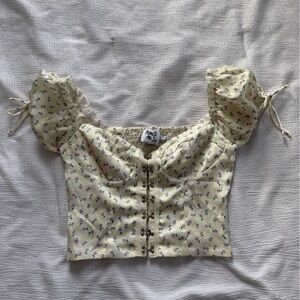 Princess Polly Cream Floral Top
